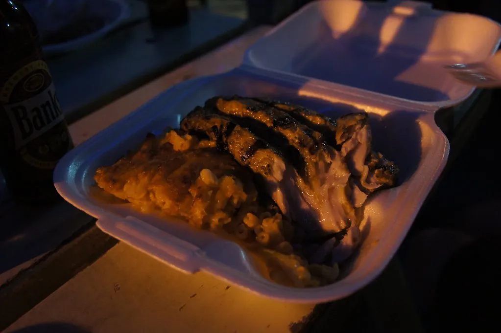 Grilled mahi-mahi and macaroni pie @ Pat's in Oistins